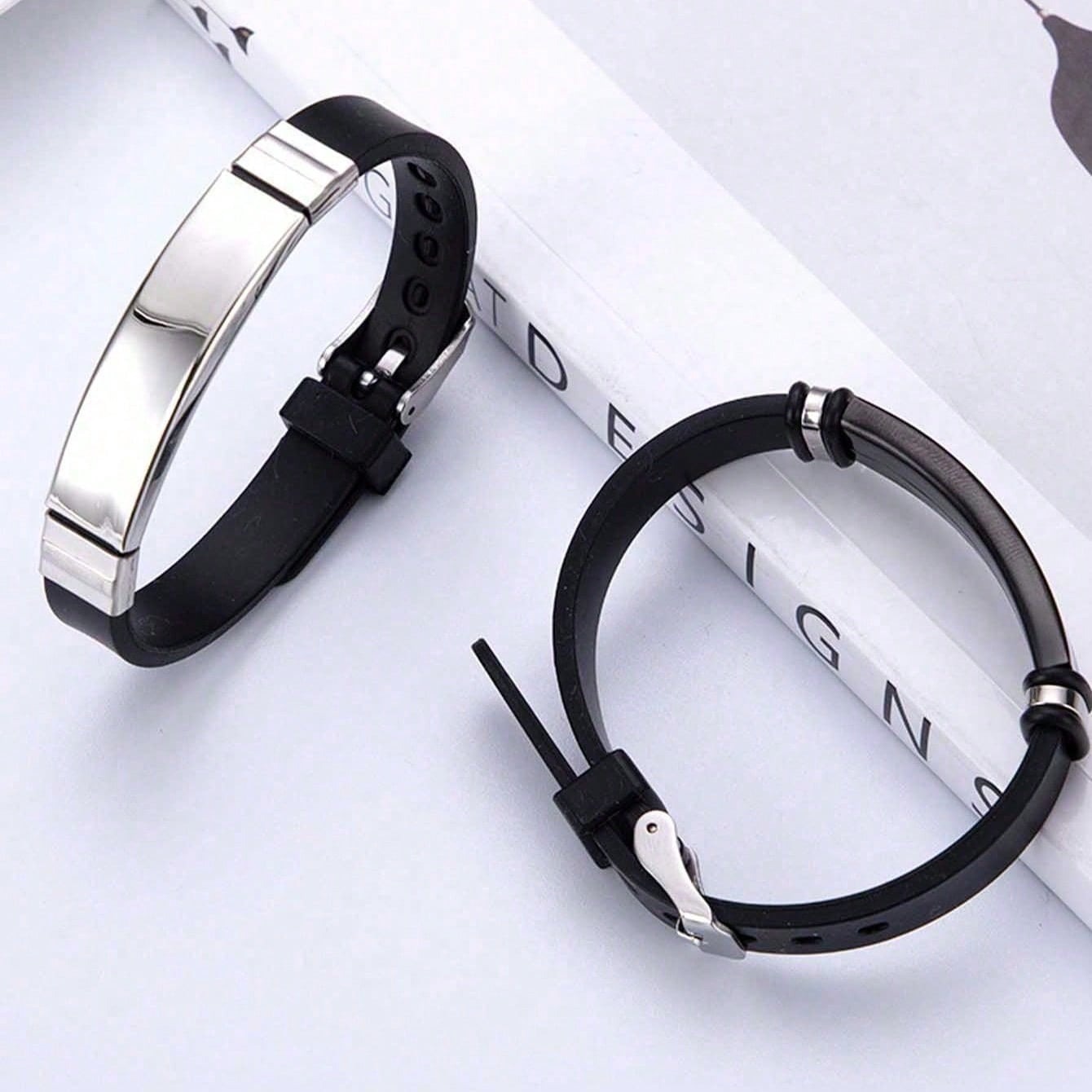 Custom Name Silicone Bracelet - Fashion Stainless Steel Bracelet